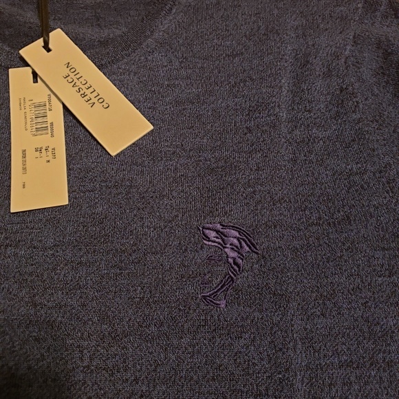 Versace Collection Blue Logo Knit Sweater Knitwear - Picture 2 of 6